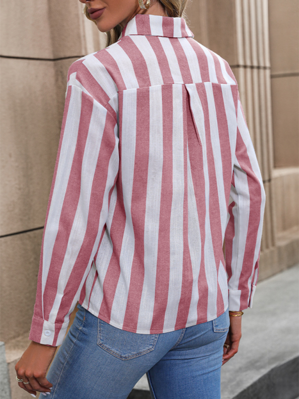 Long-sleeved commuter striped shirt