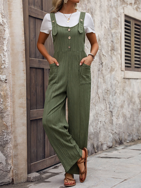 Women's casual texture loose pleated overall
