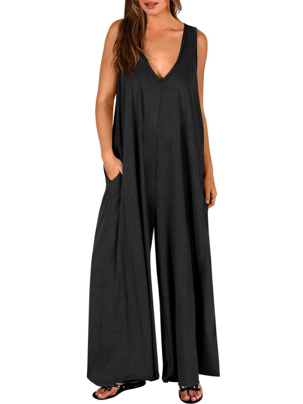 Women's casual pocket thin jumpsuit