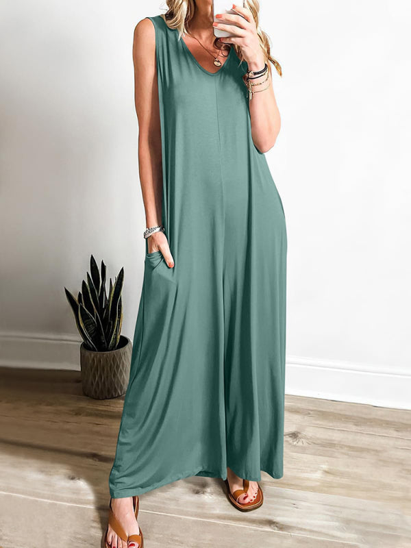 Women's casual pocket thin jumpsuit