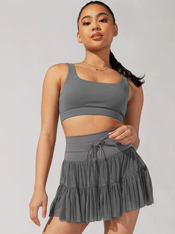 Anti-exposure pants with pockets pleated skirt