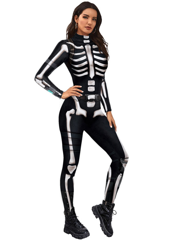 Halloween Skeleton Digital Print Jumpsuit
