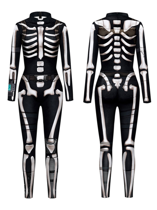 Halloween Skeleton Digital Print Jumpsuit