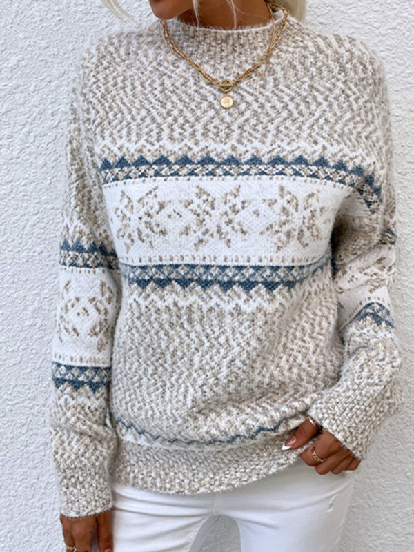 女用針織半高領雪花聖誕毛衣