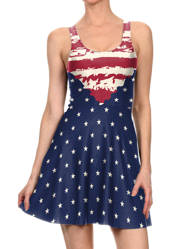 Women's Independence Day Flag Print Dress