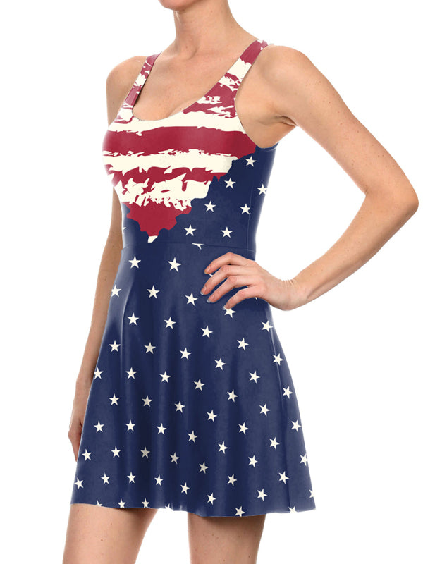 Women's Independence Day Flag Print Dress