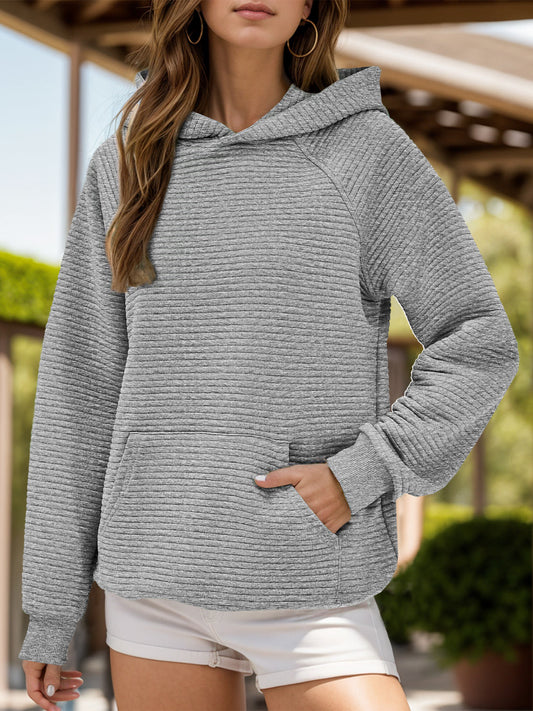 Kangaroo Pocket Long Sleeve Hoodie - Gray / S