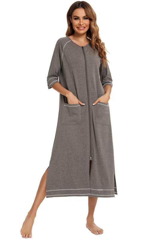 Ladies Loungewear Casual Loose Nightdress - Grey / S