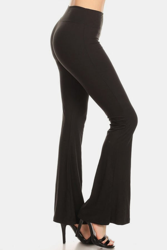 Leggings Depot High Waist Flare Leggings - Black / S