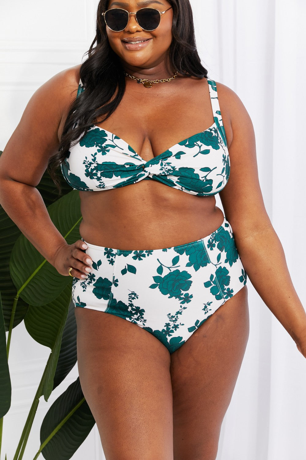 Marina West Swim Take A Dip Twist High-Rise Bikini in Forest Print on any thing USA/STOD clothes