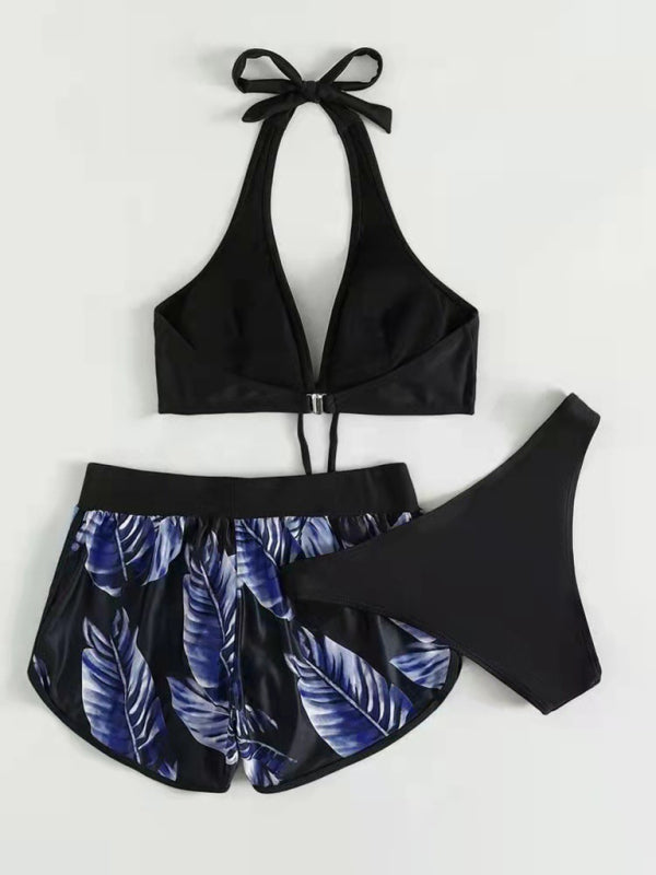 Multi-color printed bikini three-piece set