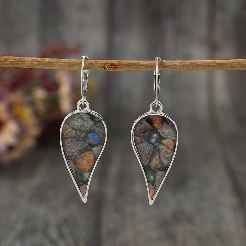 Natural Stone Dangle Earrings - Silver / One Size