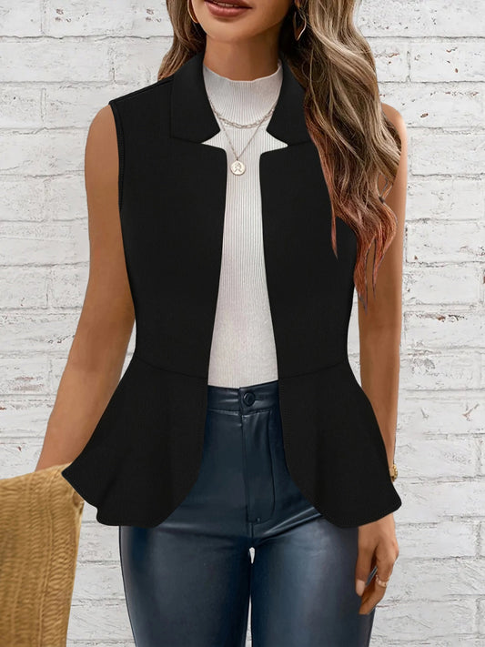 Open Front Vest Coat - Black / S