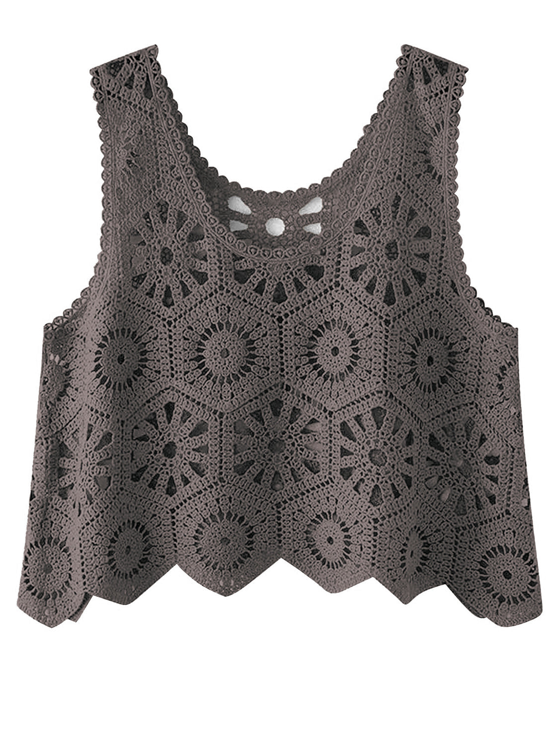 Openwork Round Neck Knit Vest