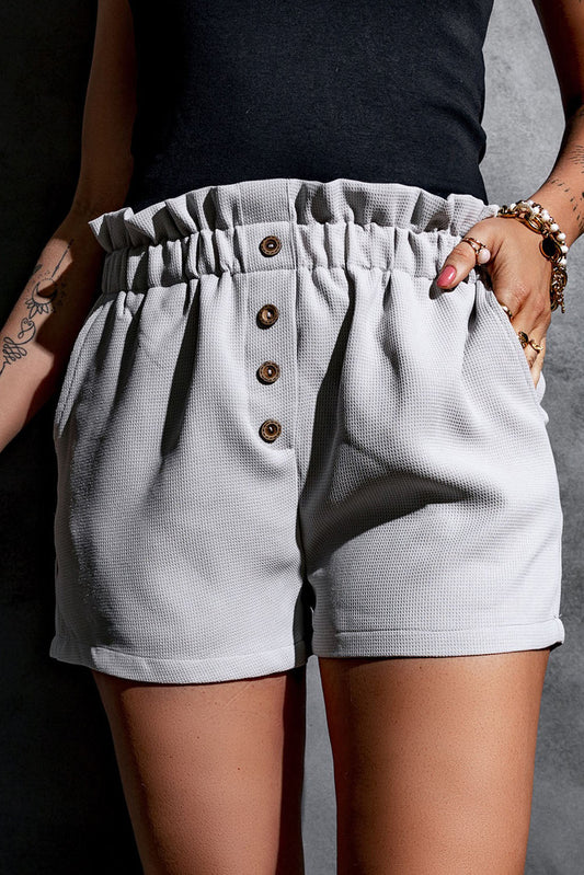 Paperbag Shorts with Pockets - Light Gray / S