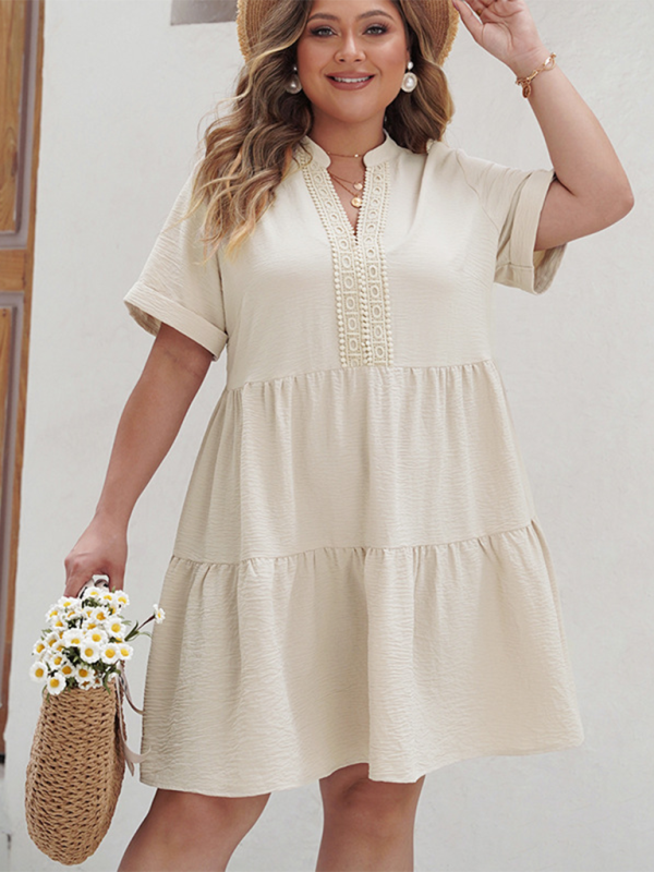 Plus size women’s loose elegant v-neck dress