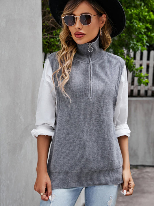 Premium gray V-neck sweater vest - Grey / S