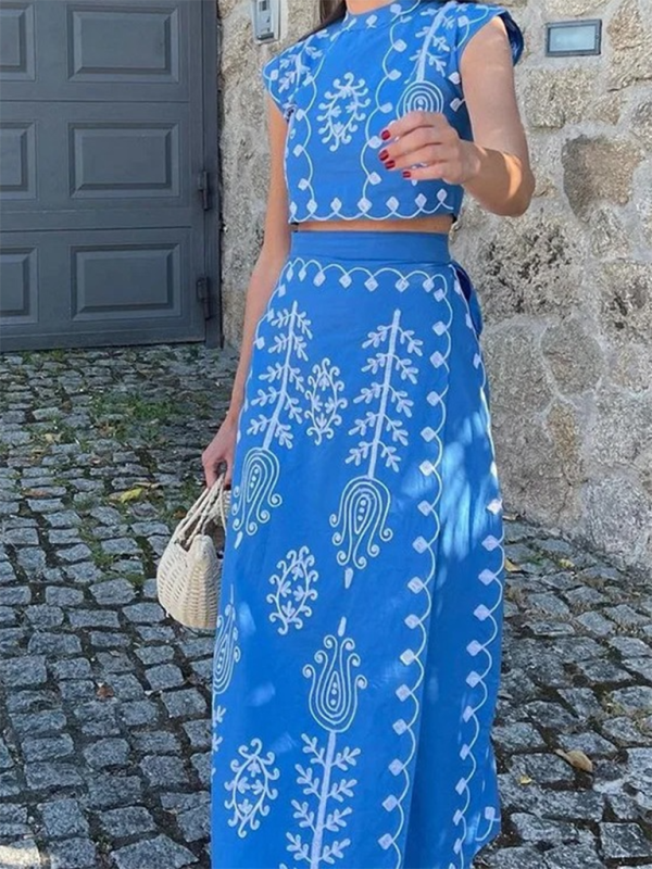 Printed Holiday Style Two-piece Dress