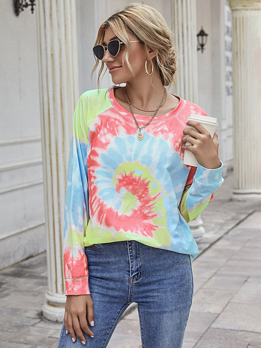 Printed Round Neck Raglan Sleeve Tee Print on any thing USA/STOD clothes