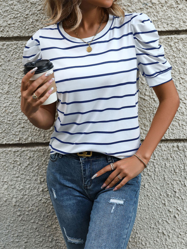 Puff Sleeve Striped T-Shirt