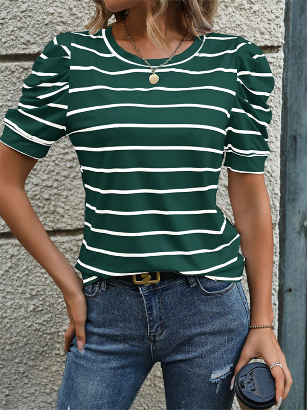 Puff Sleeve Striped T-Shirt