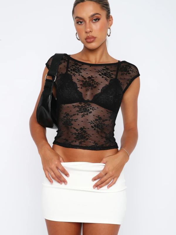 Lace Mesh See-through Top