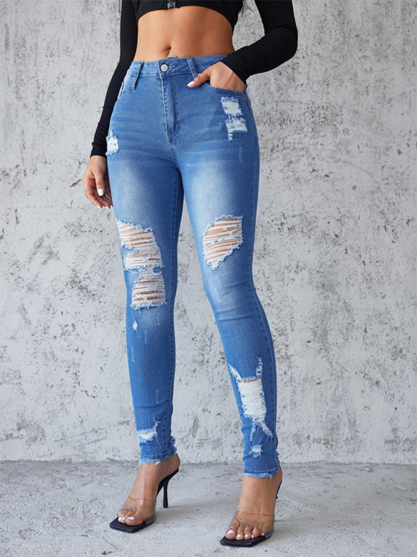 Ripped slim fit hip lift skinny jeans