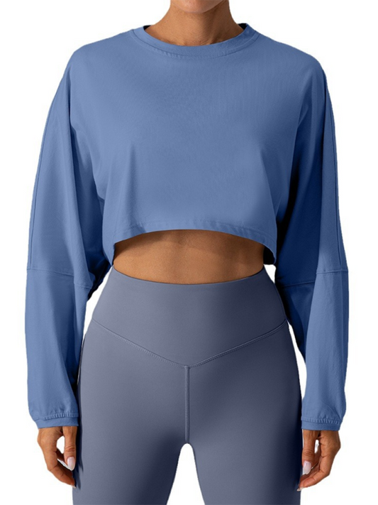 Round neck sports short base yoga running loose long sleeve