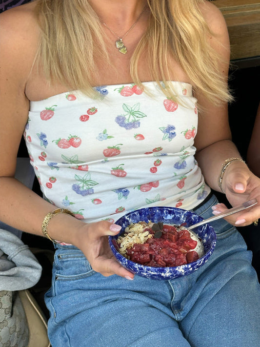 Short sleeveless floral top - White / S