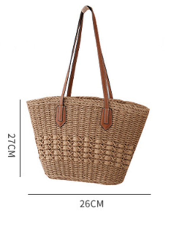 Single shoulder straw large capacity tote bag