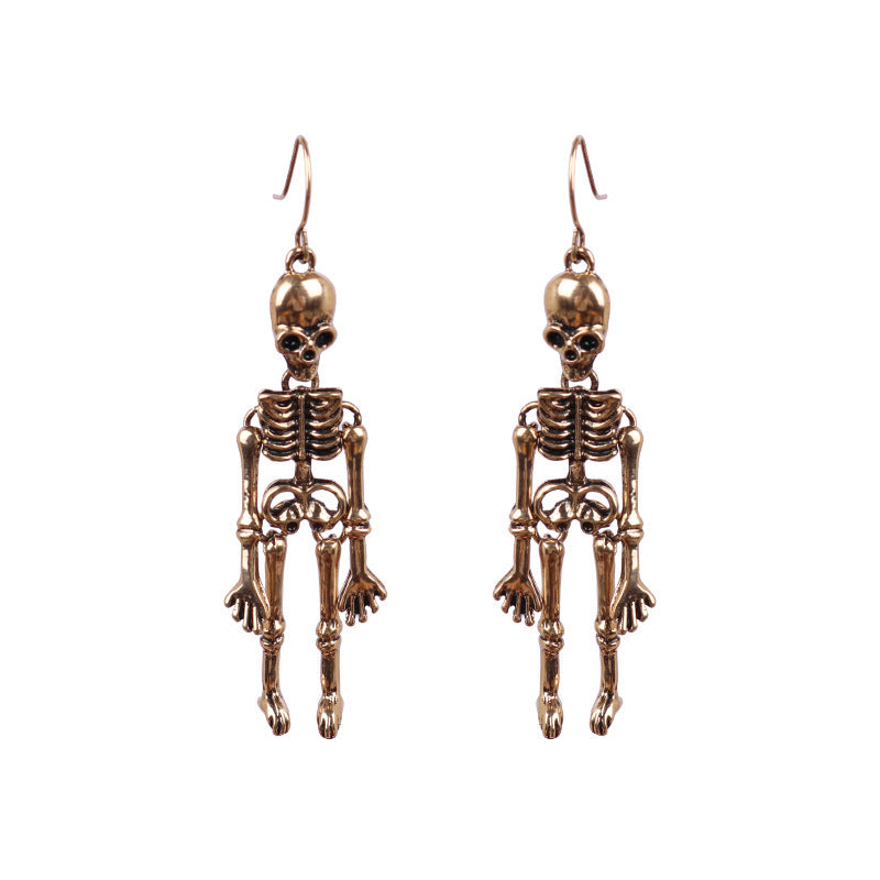 Skeleton Alloy Earrings - Gold / One Size