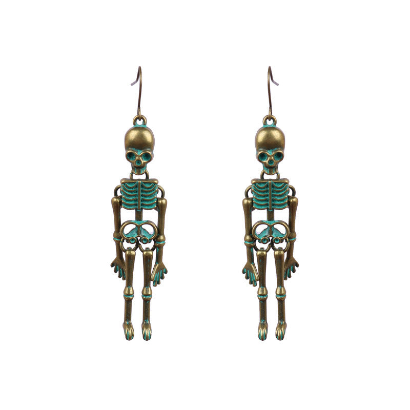 Skeleton Alloy Earrings - Teal / One Size