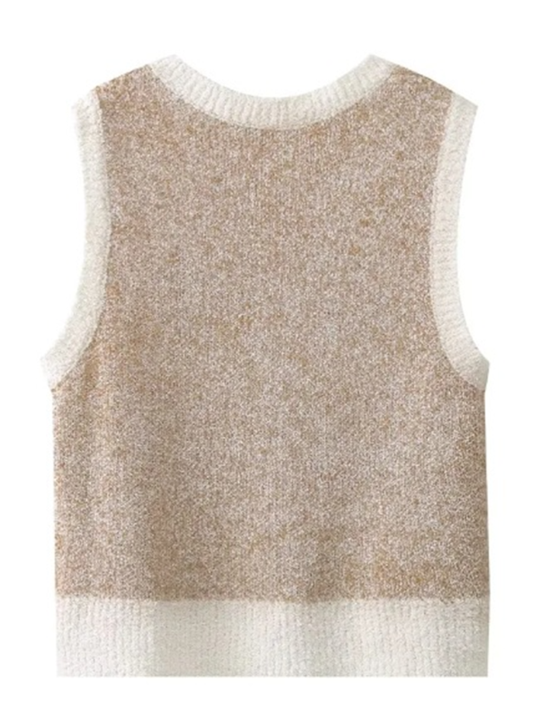 Sleeveless knitted embroidered top