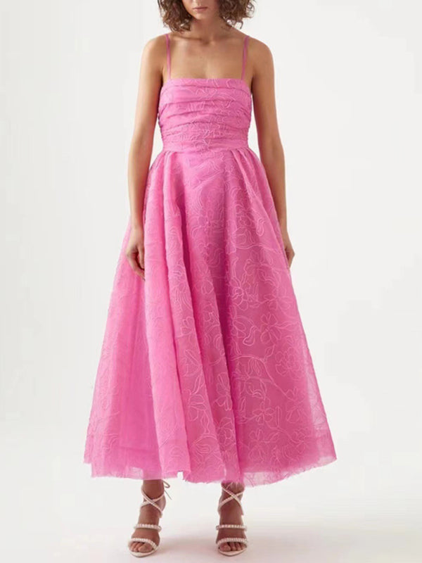 Sling strapless waist long dress