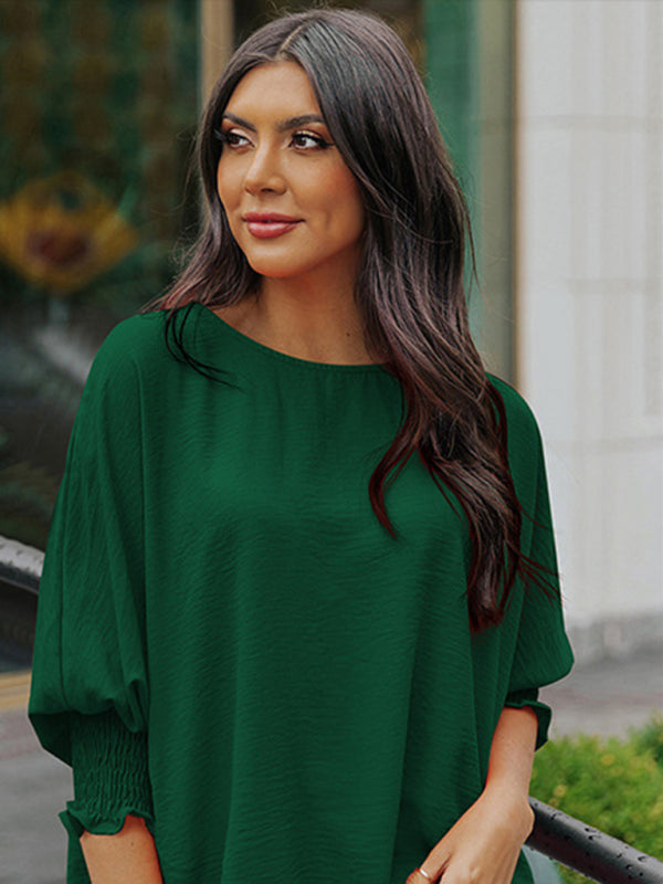 Solid color mid-sleeves top