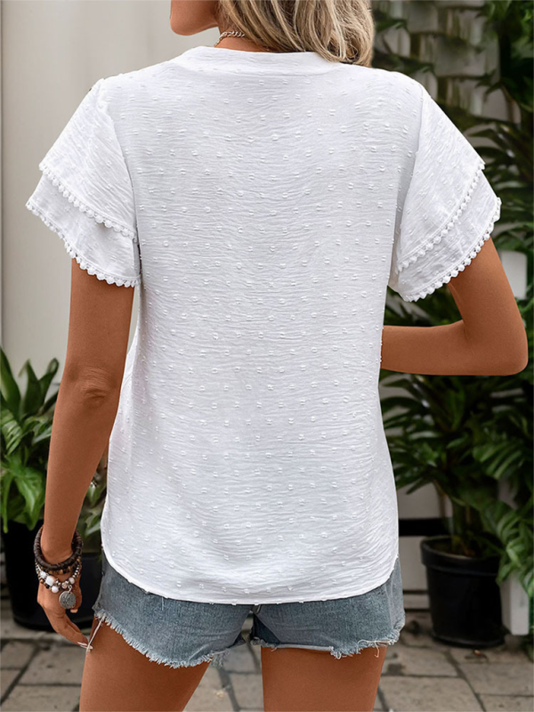 Solid color textured layered short-sleeved Chinese style