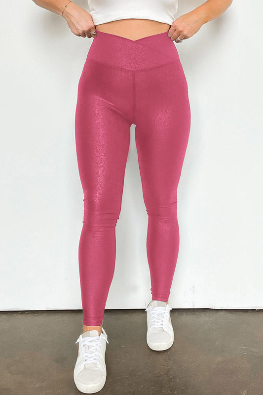 Solid High Waist Leggings - Dusty Pink / S