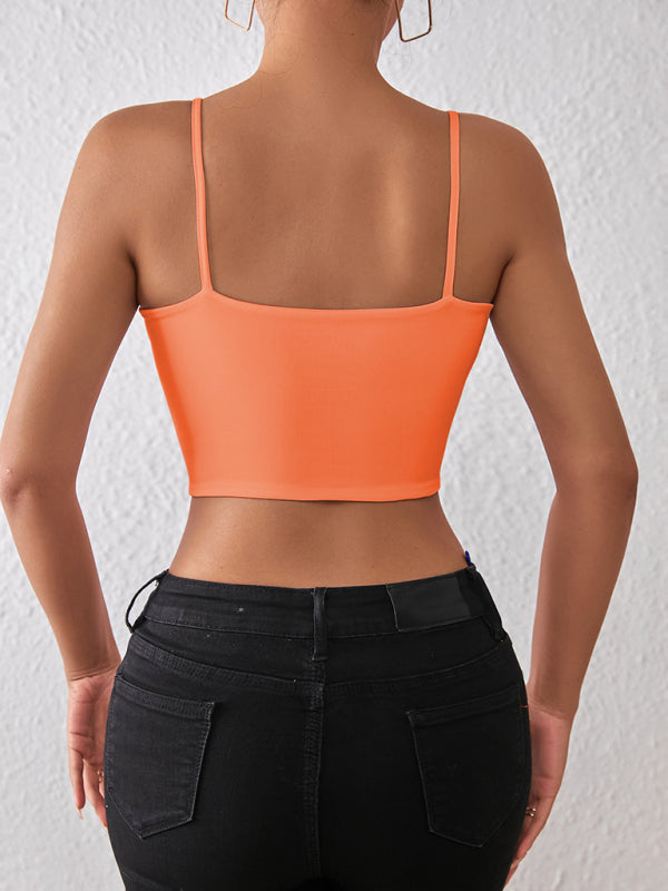 Spring and summer midriff-baring camisole