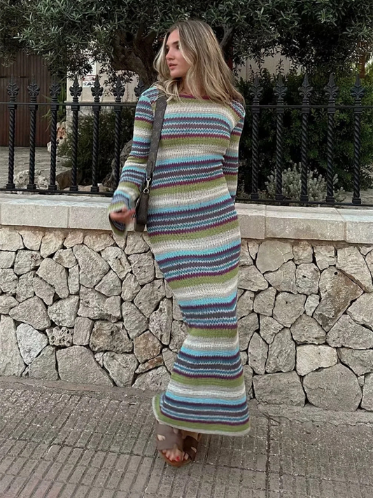 Striped knit dress - Pattern / S