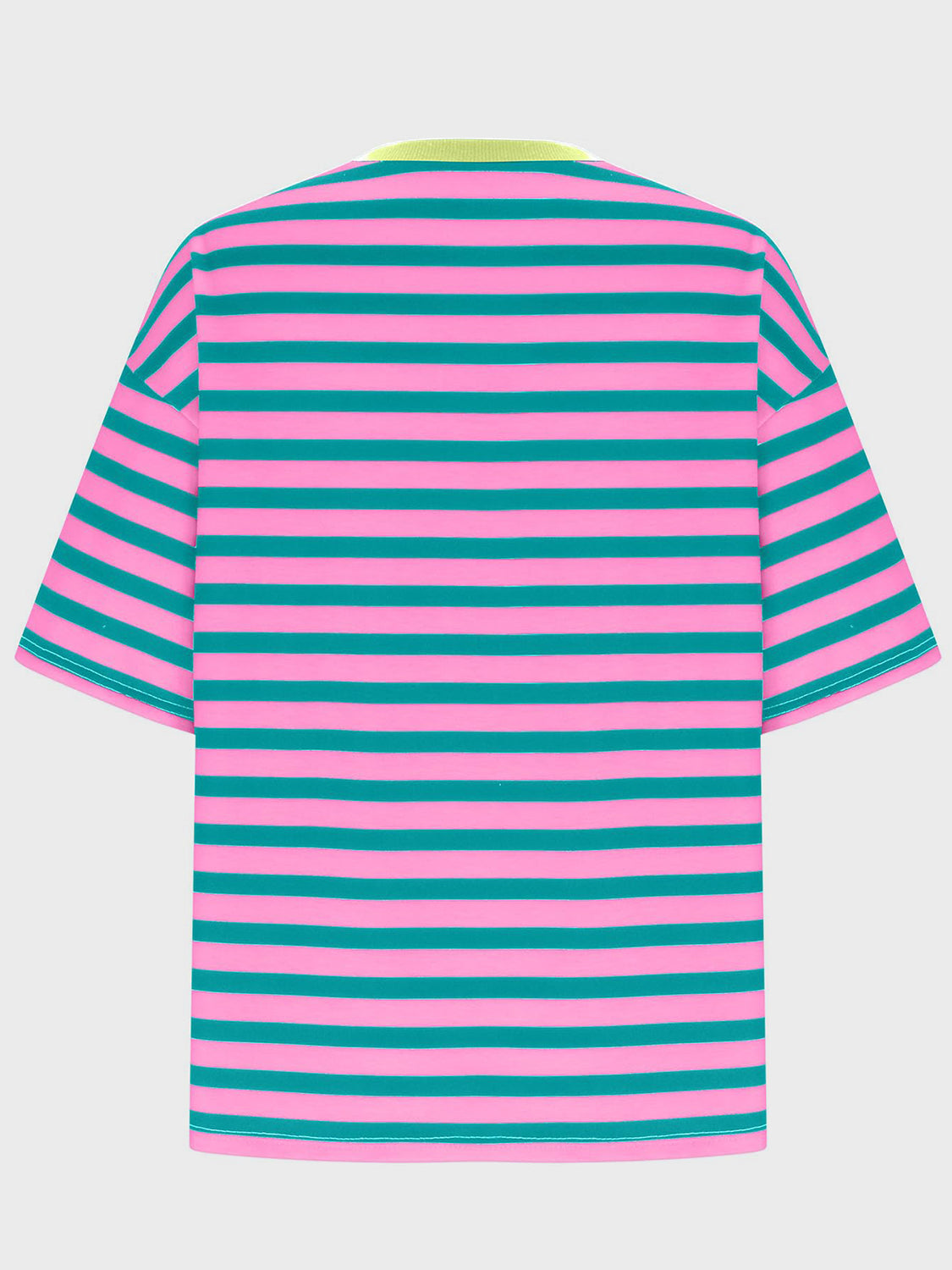 Striped Round Neck Half Sleeve T-Shirt - Deep Rose / S