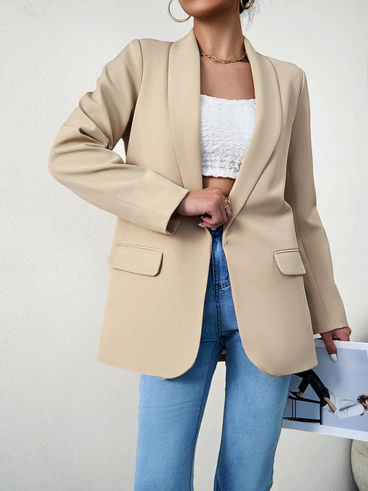 Temperament commuter lapel ladies blazer - Cracker khaki / S