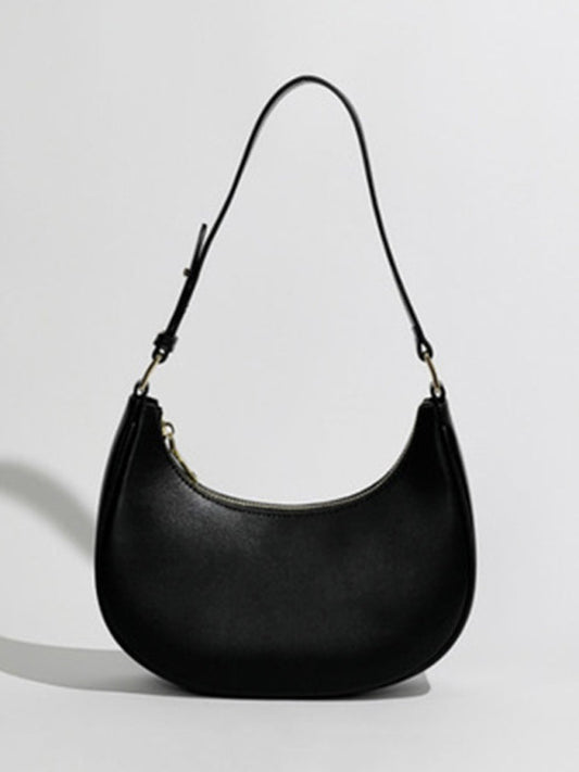 Underarm One Shoulder Half Moon Bag - Black / F