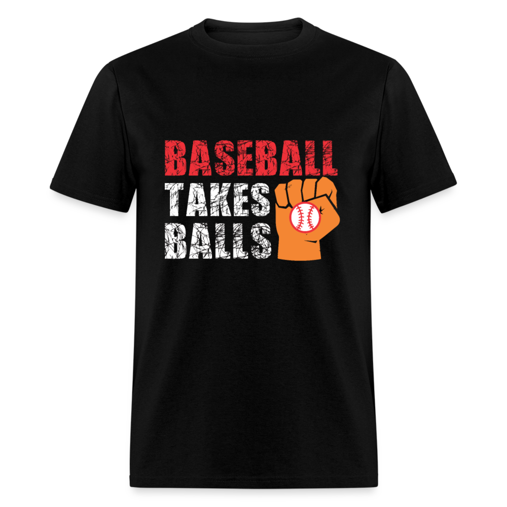 Unisex Classic T-Shirt BASEBALL TAKES BALLS - black