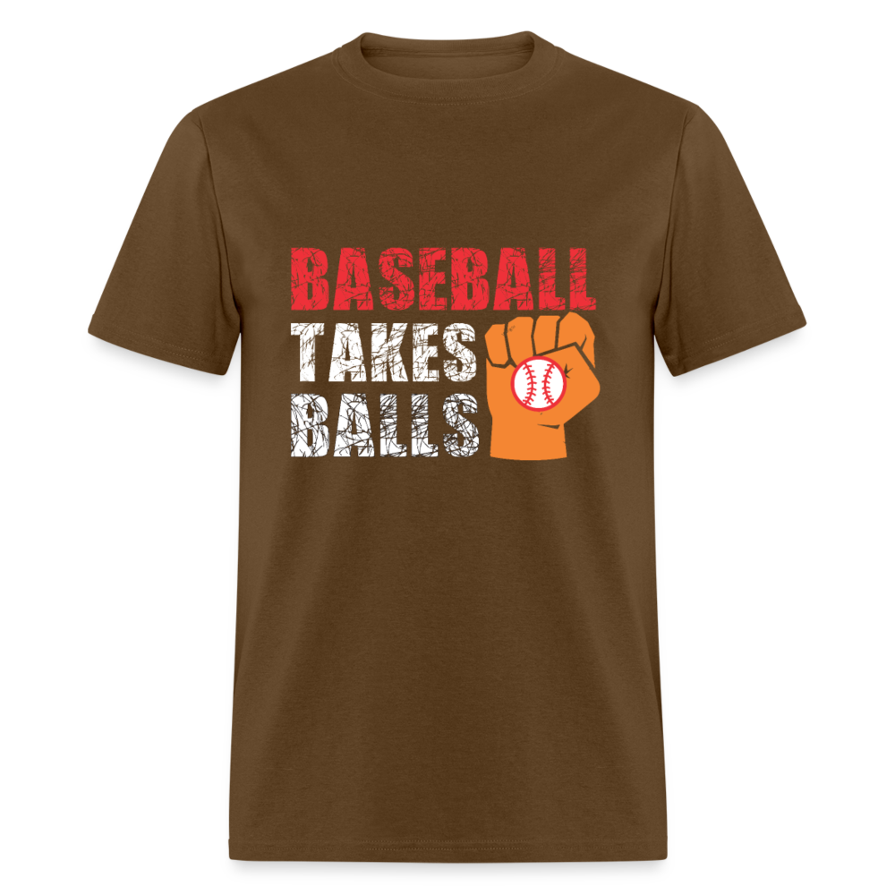 Unisex Classic T-Shirt BASEBALL TAKES BALLS - brown