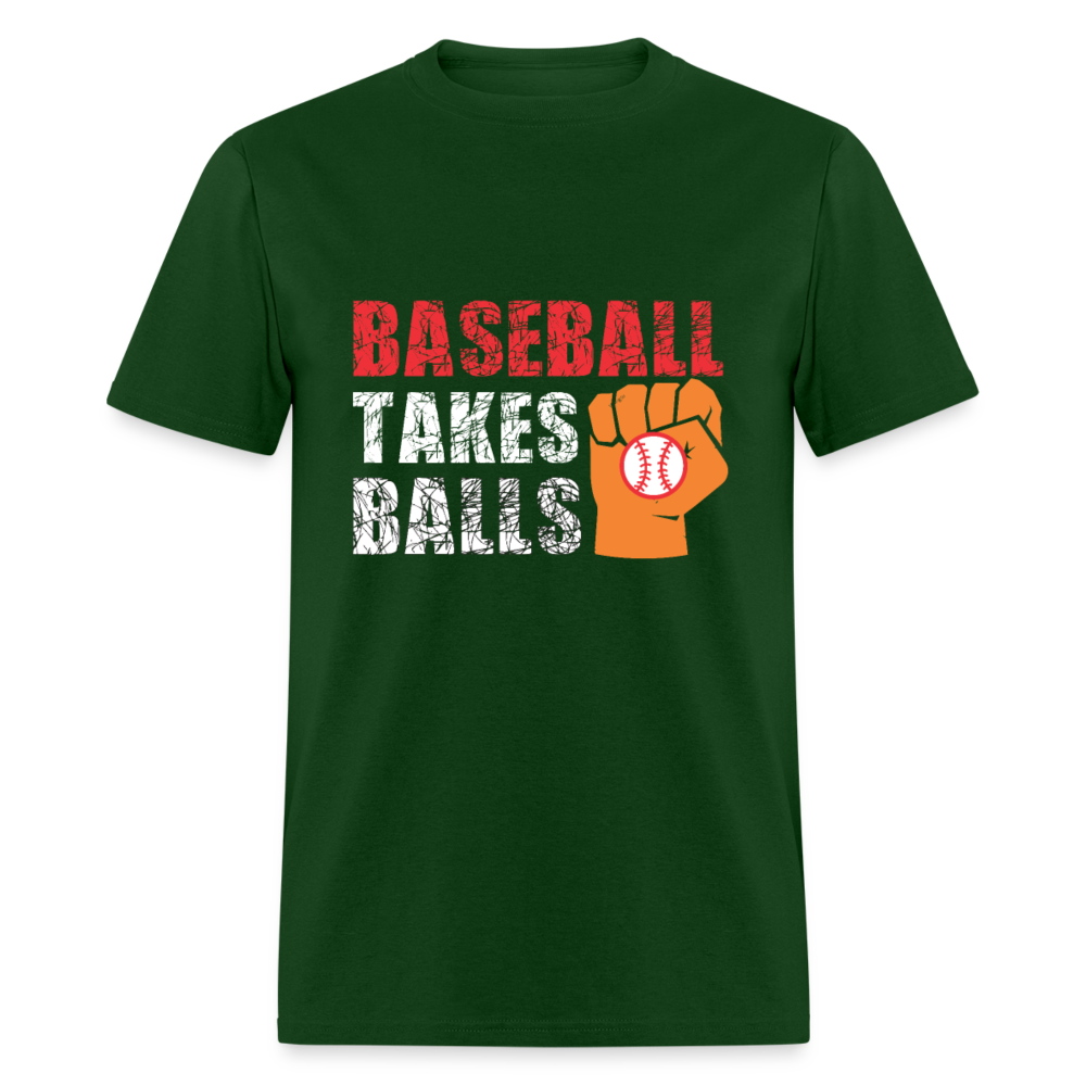 Unisex Classic T-Shirt BASEBALL TAKES BALLS - forest green