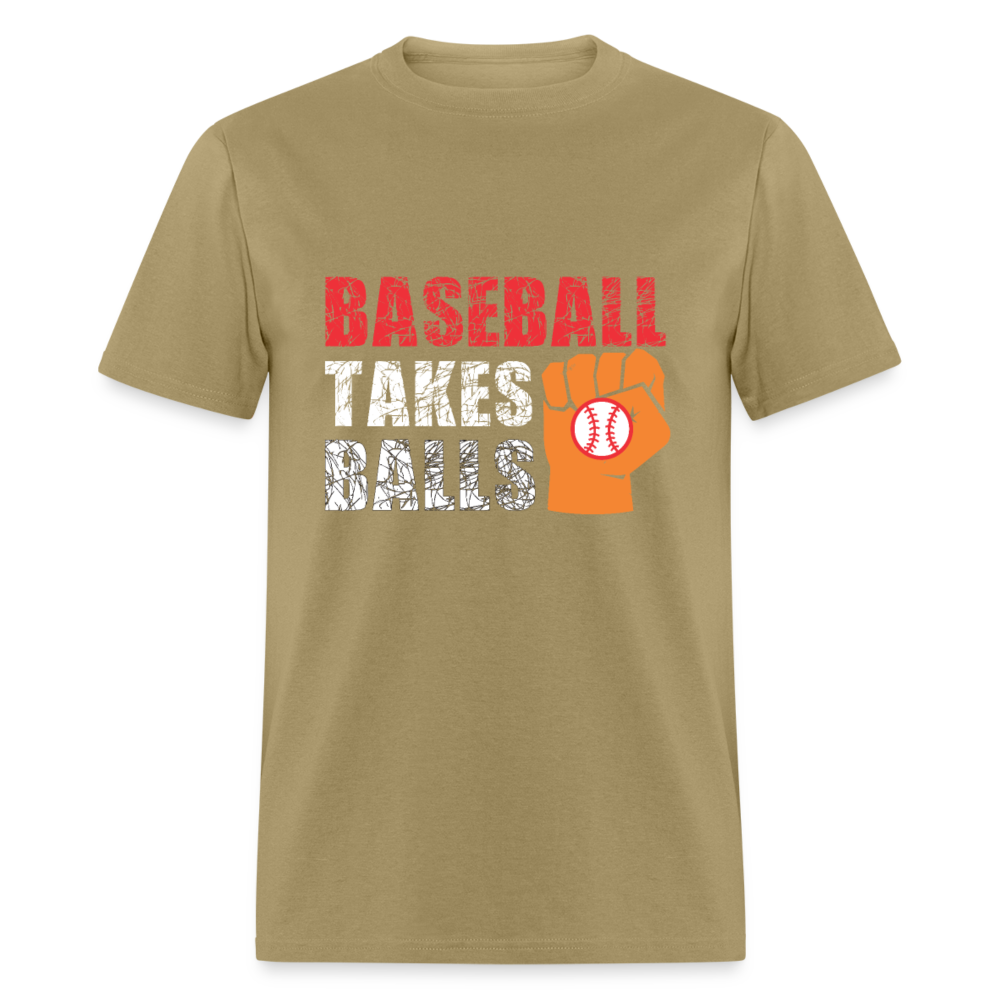 Unisex Classic T-Shirt BASEBALL TAKES BALLS - khaki