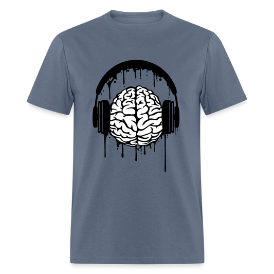 Unisex Classic T-Shirt BRAIN WITH HEADPHONES - denim