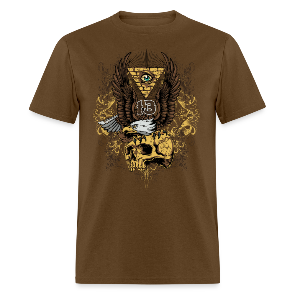 Unisex Classic T-Shirt EAGLE AND SKULL - brown