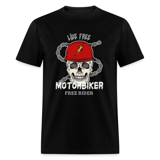 Unisex Classic T-Shirt FREE RIDER, MOTORBIKER - black