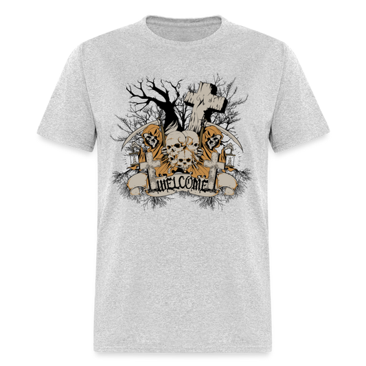 Unisex Classic T-Shirt GRAVEYARD SKULL - heather gray